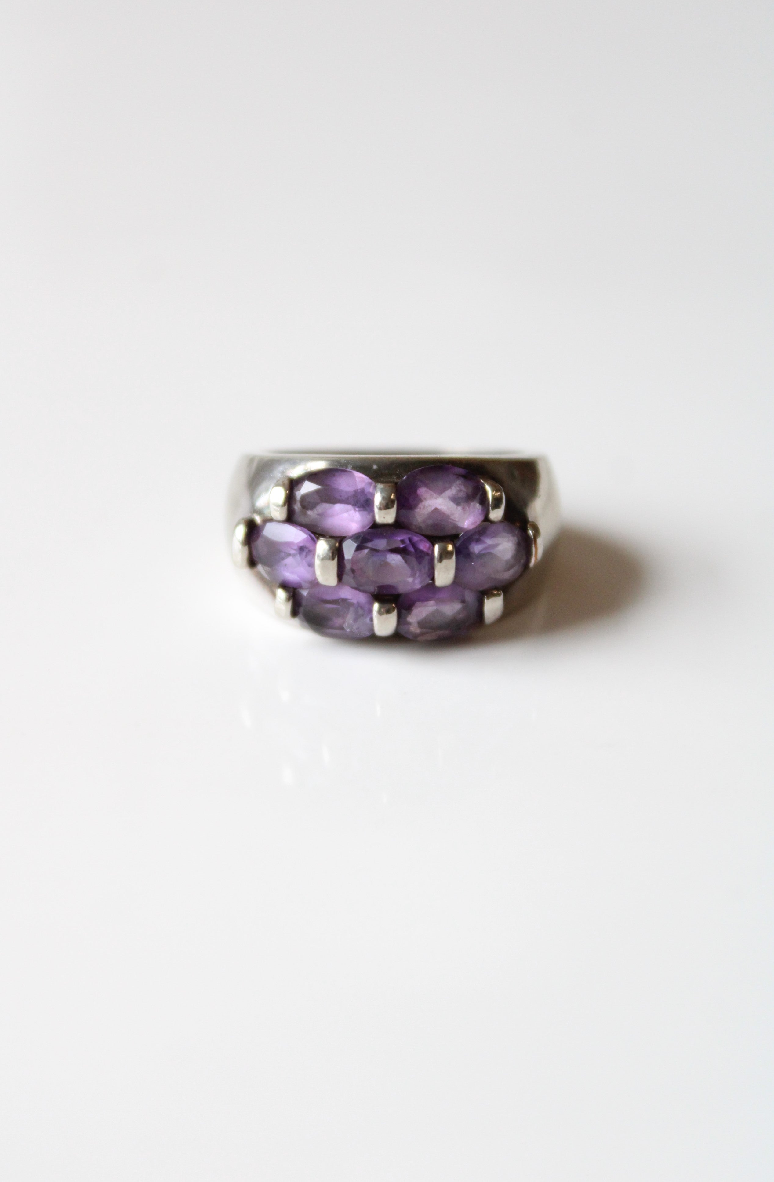 Amethyst Purple Stone Cluster Sterling Ring | Size 6