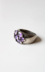 Amethyst Purple Stone Cluster Sterling Ring | Size 6