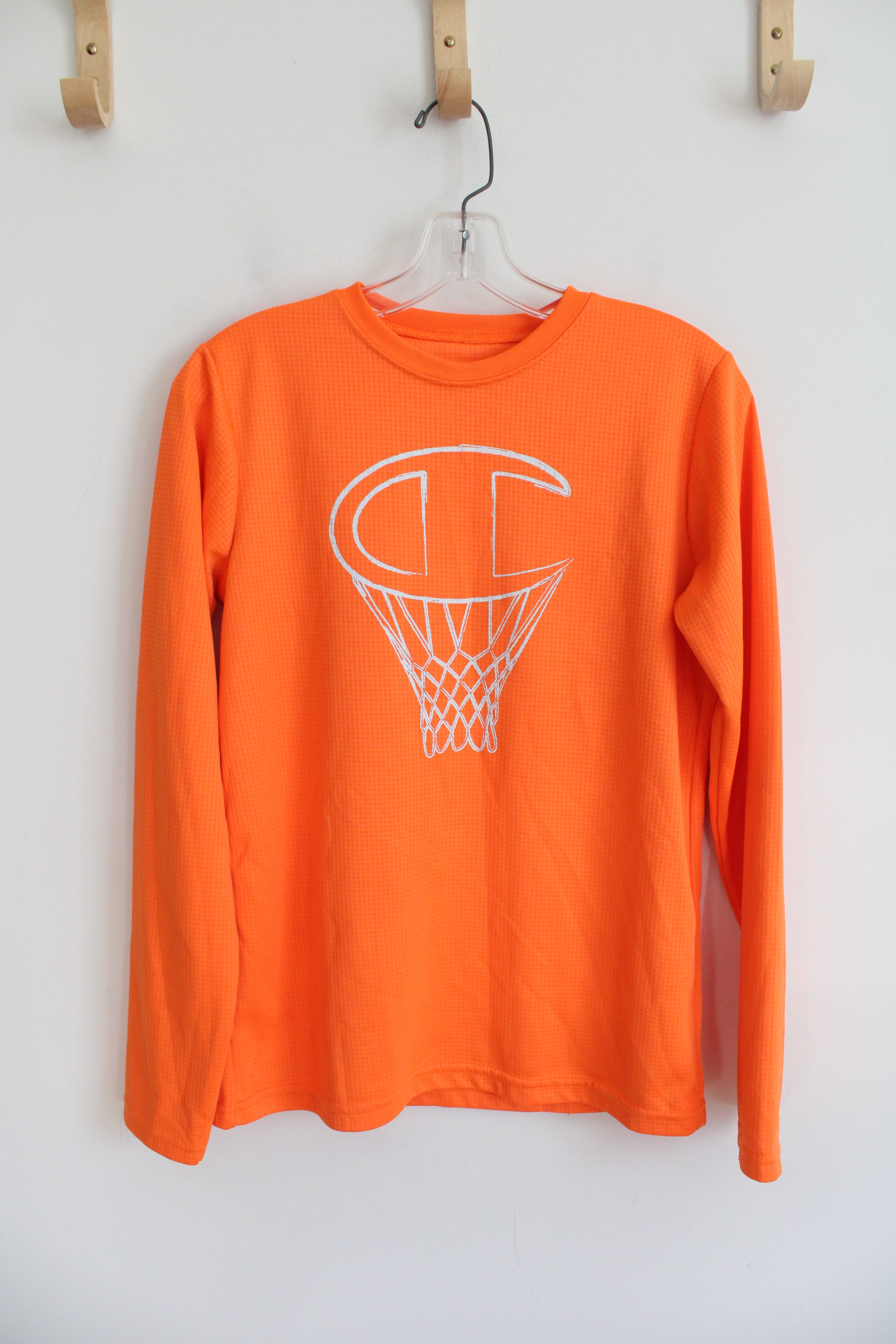 Champion Authentic Neon Orange Basketball Hoop Long Sleeved Shirt | Youth XL (18/20)