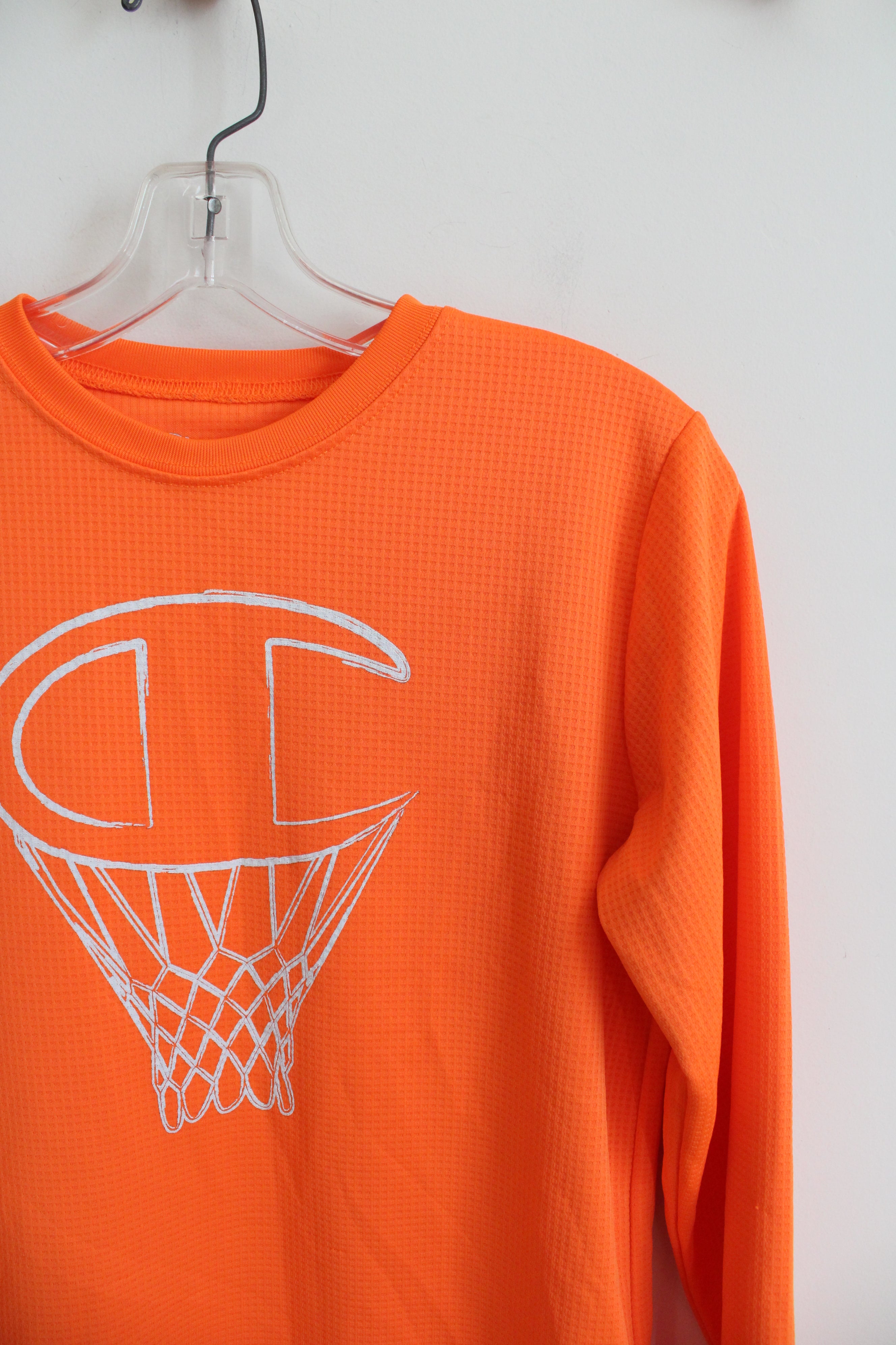 Champion Authentic Neon Orange Basketball Hoop Long Sleeved Shirt | Youth XL (18/20)