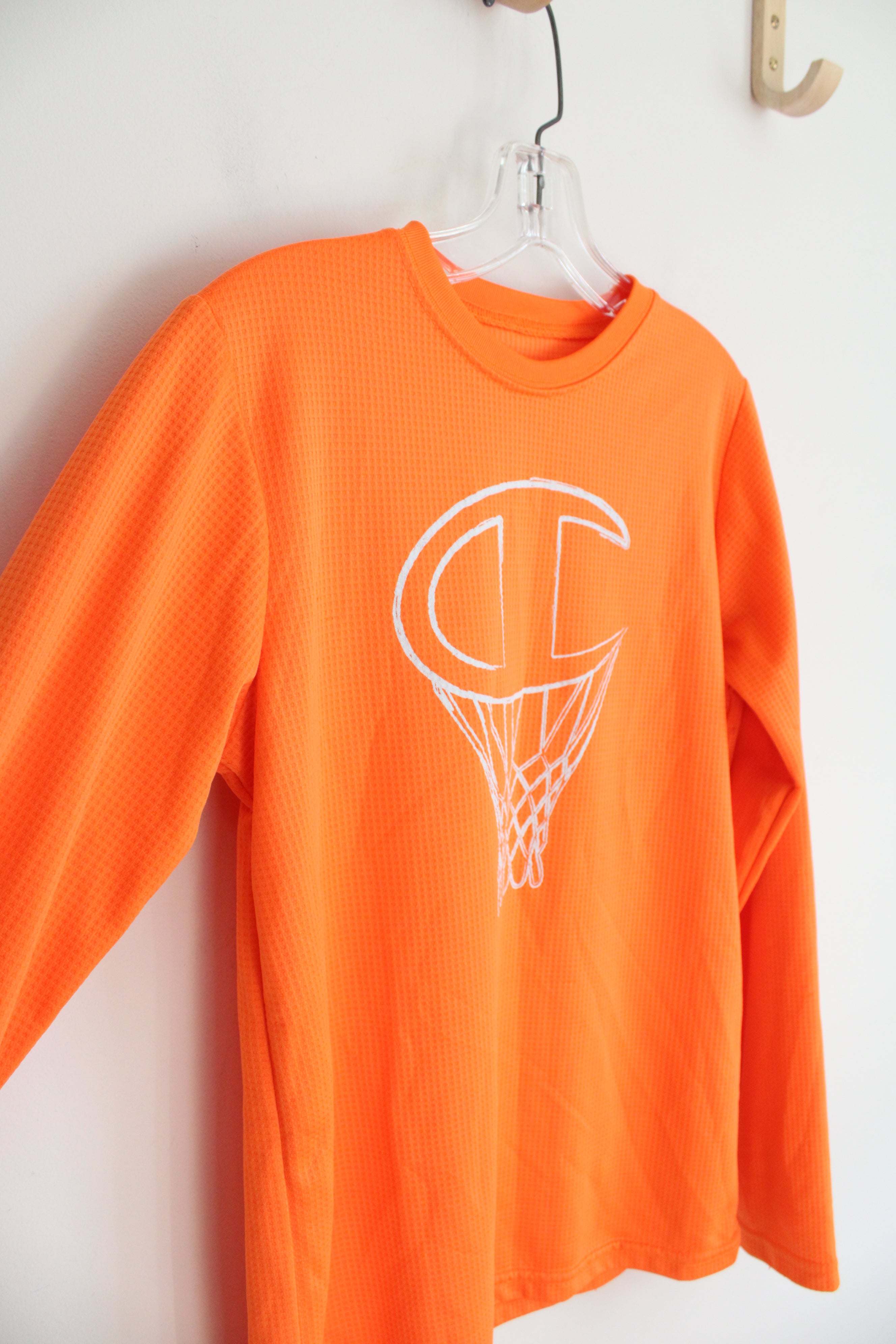 Champion Authentic Neon Orange Basketball Hoop Long Sleeved Shirt | Youth XL (18/20)