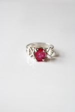 Ruby Oval Pink Stone Sterling Silver Ring | Size 9