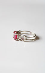 Ruby Oval Pink Stone Sterling Silver Ring | Size 9