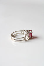 Ruby Oval Pink Stone Sterling Silver Ring | Size 9