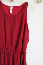 Triple Heart Red High-Low Chiffon Dress | M