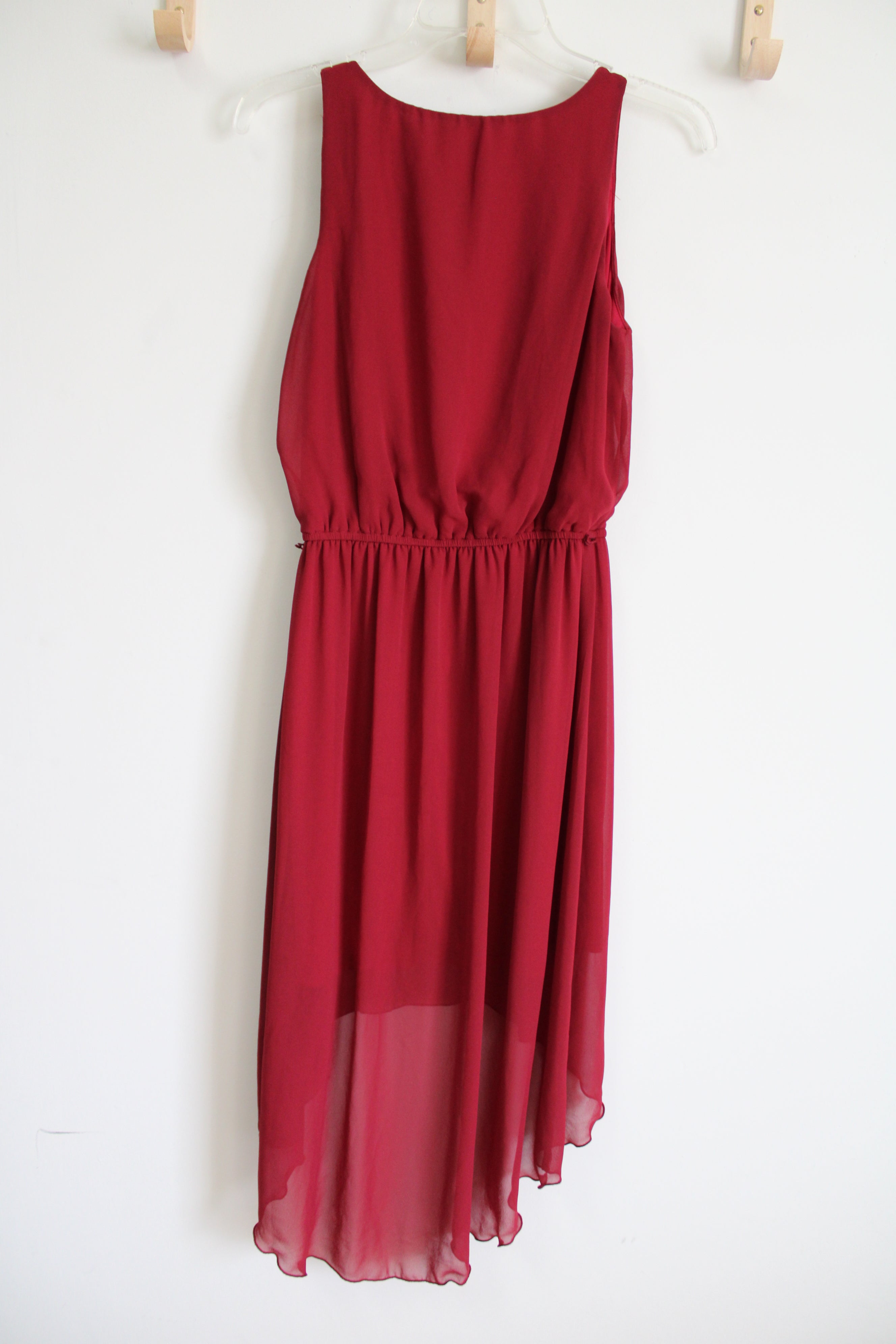 Triple Heart Red High-Low Chiffon Dress | M