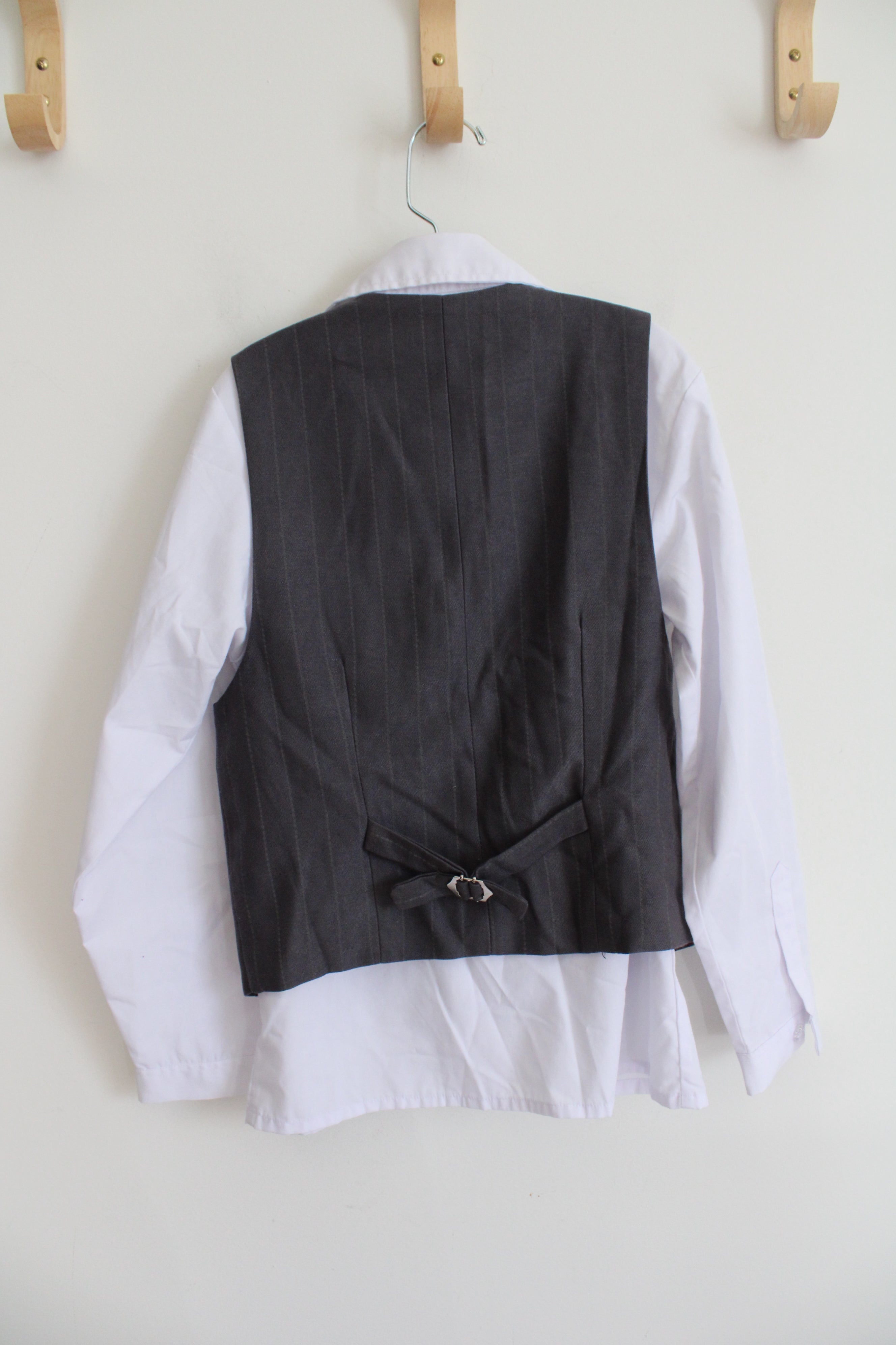 YuanLu White Button Down Shirt & Gray Vest Set | Youth 10