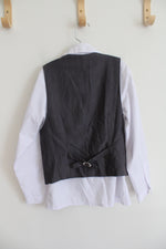 YuanLu White Button Down Shirt & Gray Vest Set | Youth 10