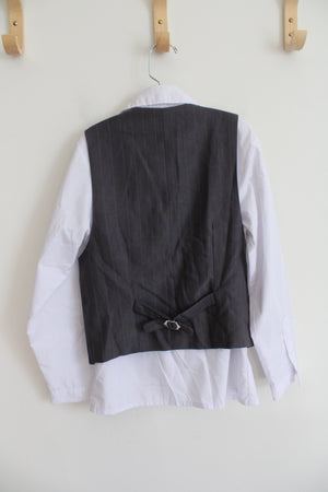 YuanLu White Button Down Shirt & Gray Vest Set | Youth 10