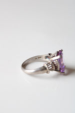 Purple Amethyst Square Stone Sterling Silver Ring | Size 10