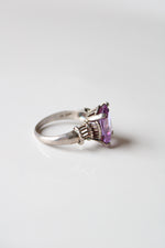 Purple Amethyst Square Stone Sterling Silver Ring | Size 10