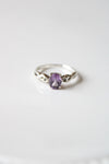 Oval Amethyst Silver Twist Ring | Size 8.5