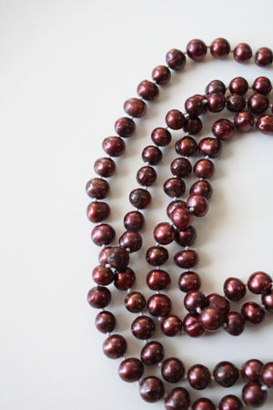 Burgundy Baroque Pearl Long Necklace