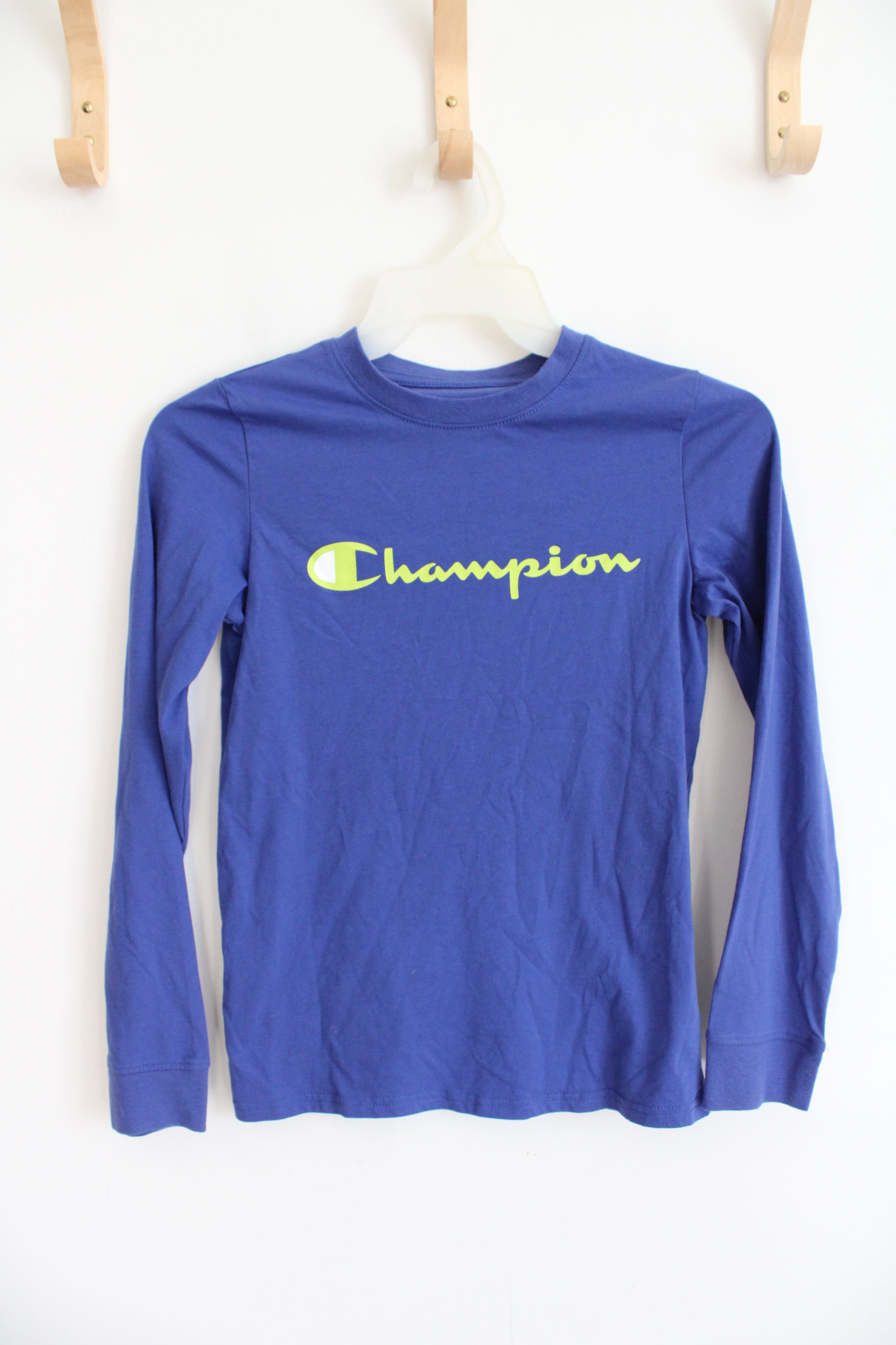 Champion Blue & Green Long Sleeved Shirt | Youth L (14/16)