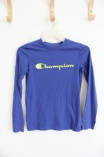 Champion Blue & Green Long Sleeved Shirt | Youth L (14/16)