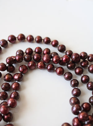 Burgundy Baroque Pearl Long Necklace
