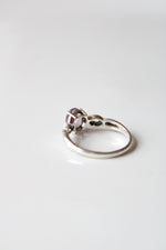 Oval Amethyst Silver Twist Ring | Size 8.5