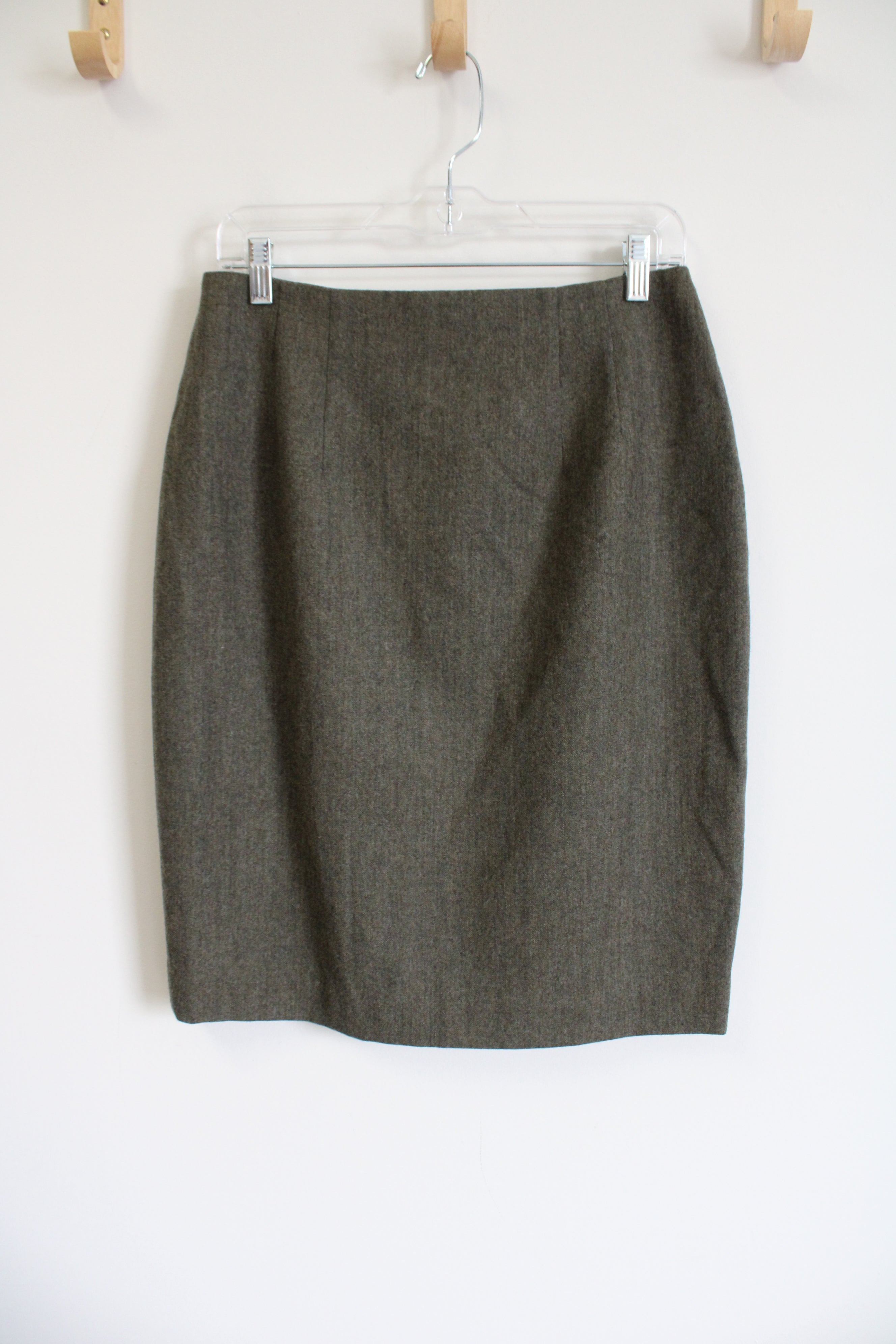 Andrea Viccaro Olive Green Wool Pencil Skirt | 12