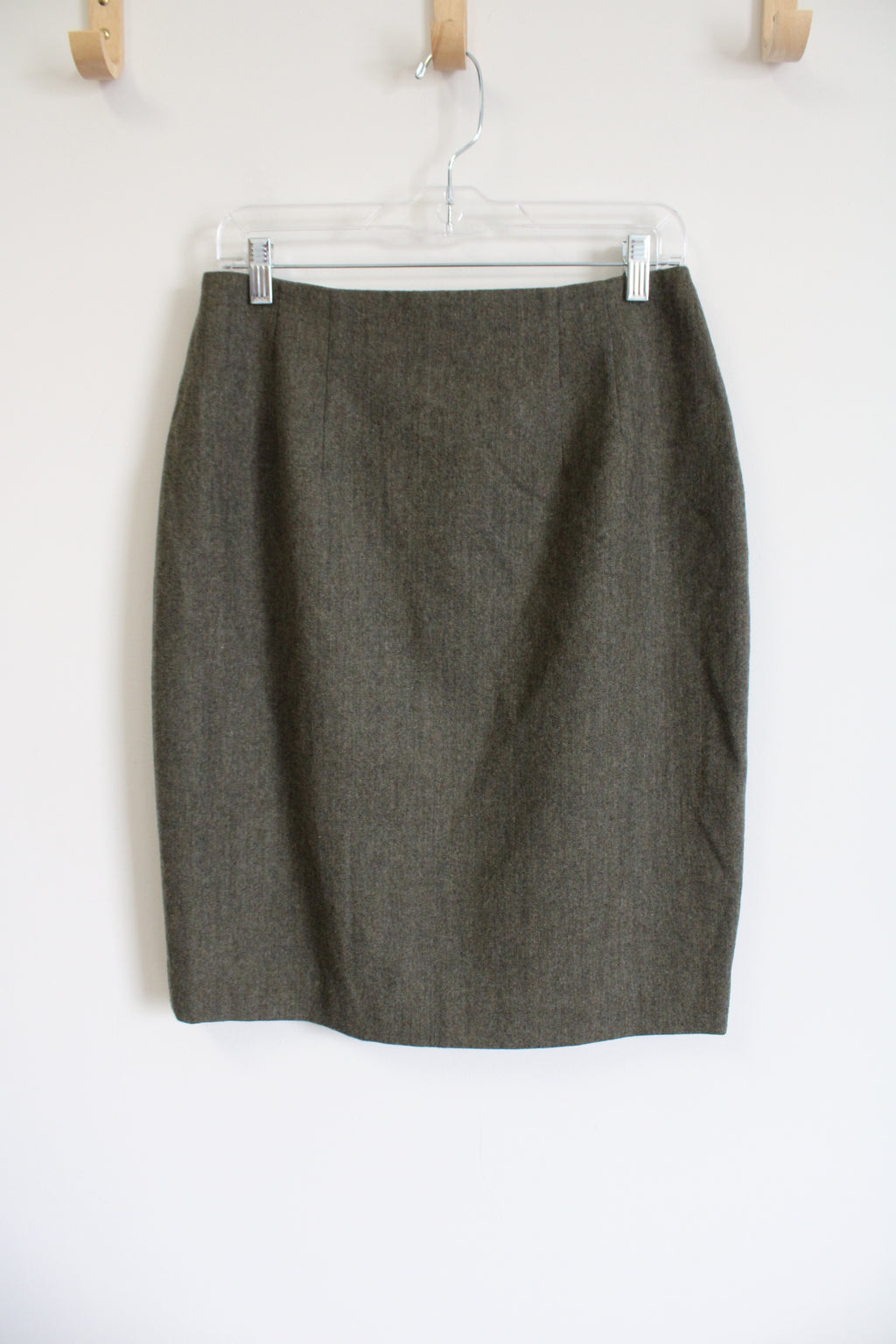 Andrea Viccaro Olive Green Wool Pencil Skirt | 12