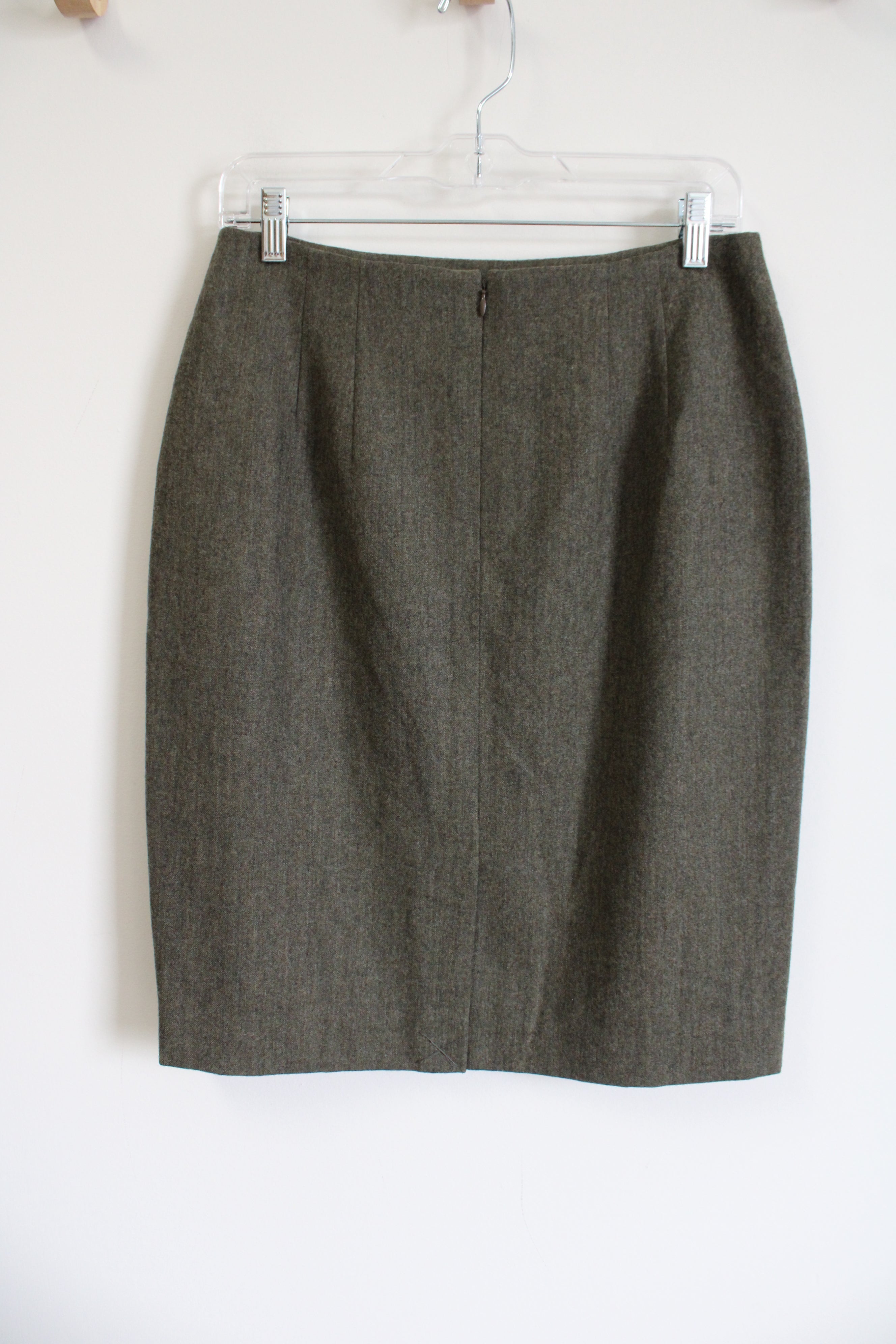 Andrea Viccaro Olive Green Wool Pencil Skirt | 12