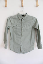 Art Class Light Green Button Down Shirt | Youth L (12/14)