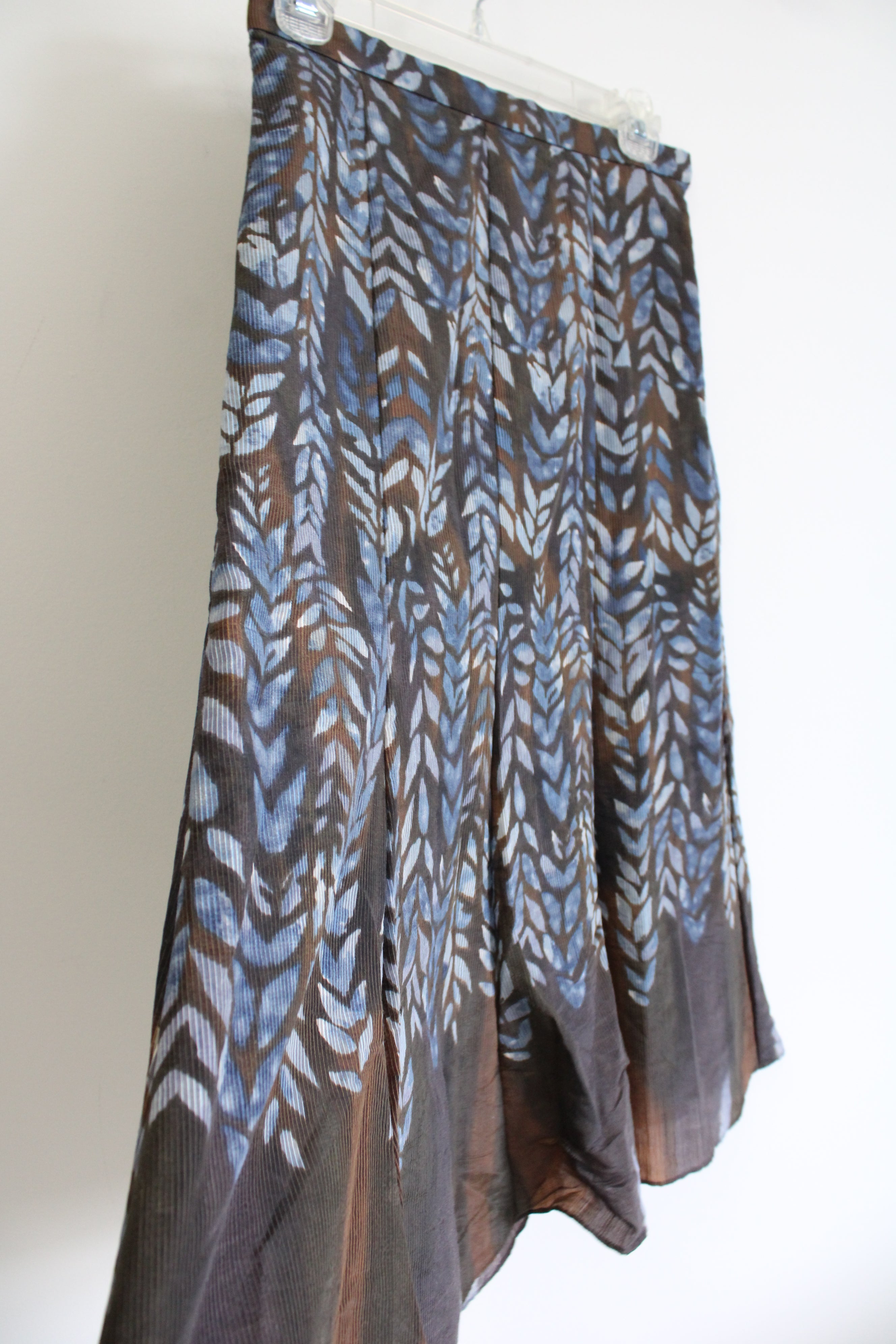 Coldwater Creek Brown & Blue Patterned Textured Flare Skirt | XS Petite (4)