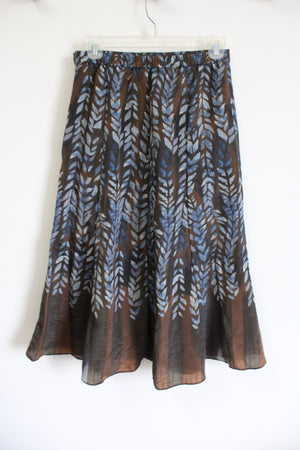 Coldwater Creek Brown & Blue Patterned Textured Flare Skirt | XS Petite (4)