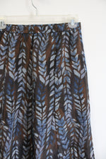 Coldwater Creek Brown & Blue Patterned Textured Flare Skirt | XS Petite (4)