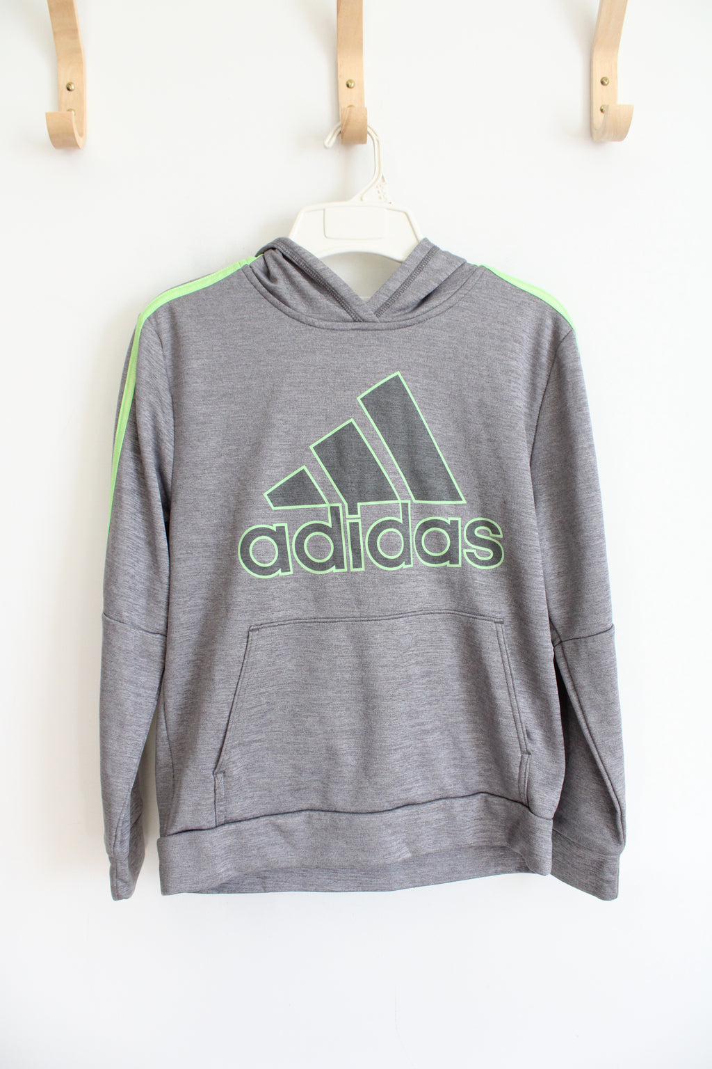 Adidas Gray & Green Hoodie | Youth L (14/16)