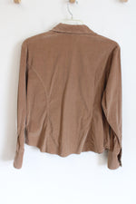 Harve Benard Brown Corduroy Button Down Top | XL