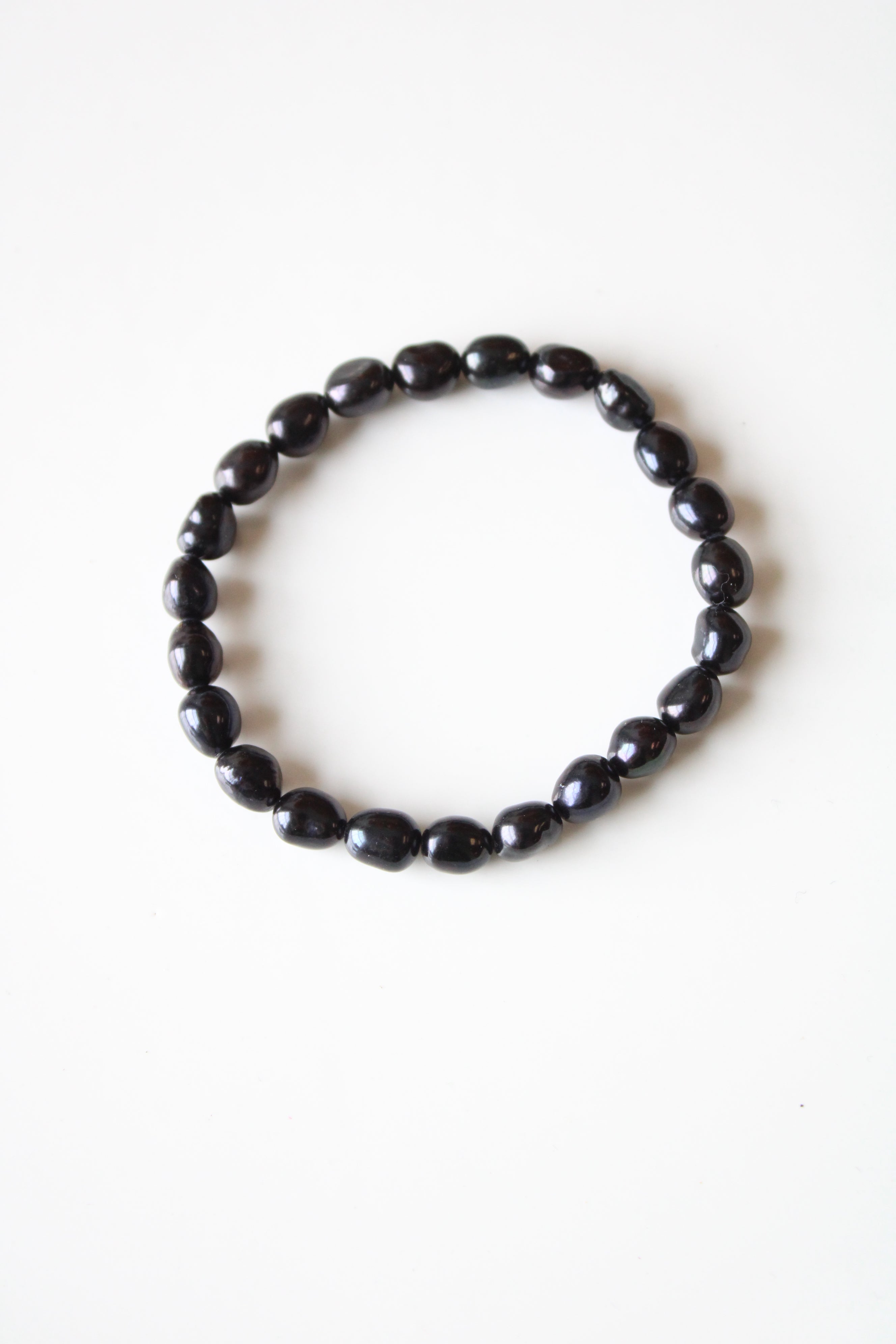 Black Genuine Baroque Pearl Stretch Bracelet