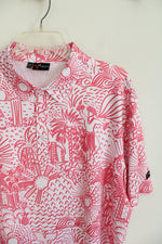 Yatta Golf Pink & White Tropical Patterned Polo Shirt | XXL