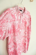 Yatta Golf Pink & White Tropical Patterned Polo Shirt | XXL