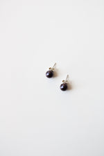 Dark Purple Pearl Stud Earrings