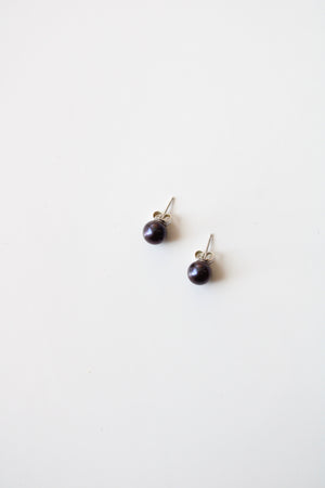 Dark Purple Pearl Stud Earrings