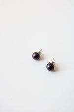 Dark Purple Pearl Stud Earrings