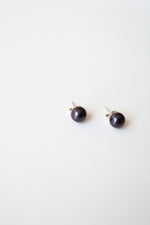 Dark Purple Pearl Stud Earrings