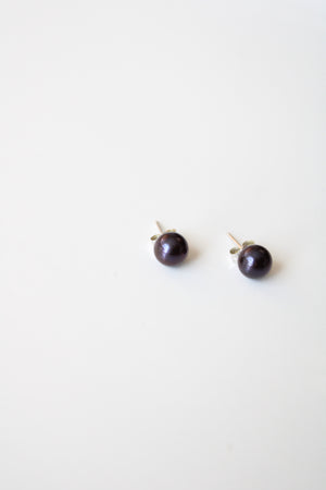 Dark Purple Pearl Stud Earrings