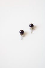 Dark Purple Pearl Stud Earrings