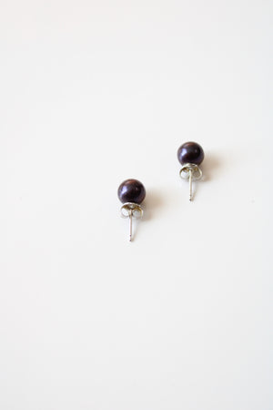 Dark Purple Pearl Stud Earrings