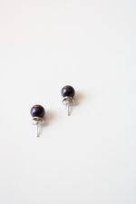 Dark Purple Pearl Stud Earrings