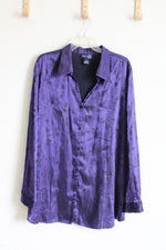 Venezia Jeans Purple Satin button Down Top | 22/24