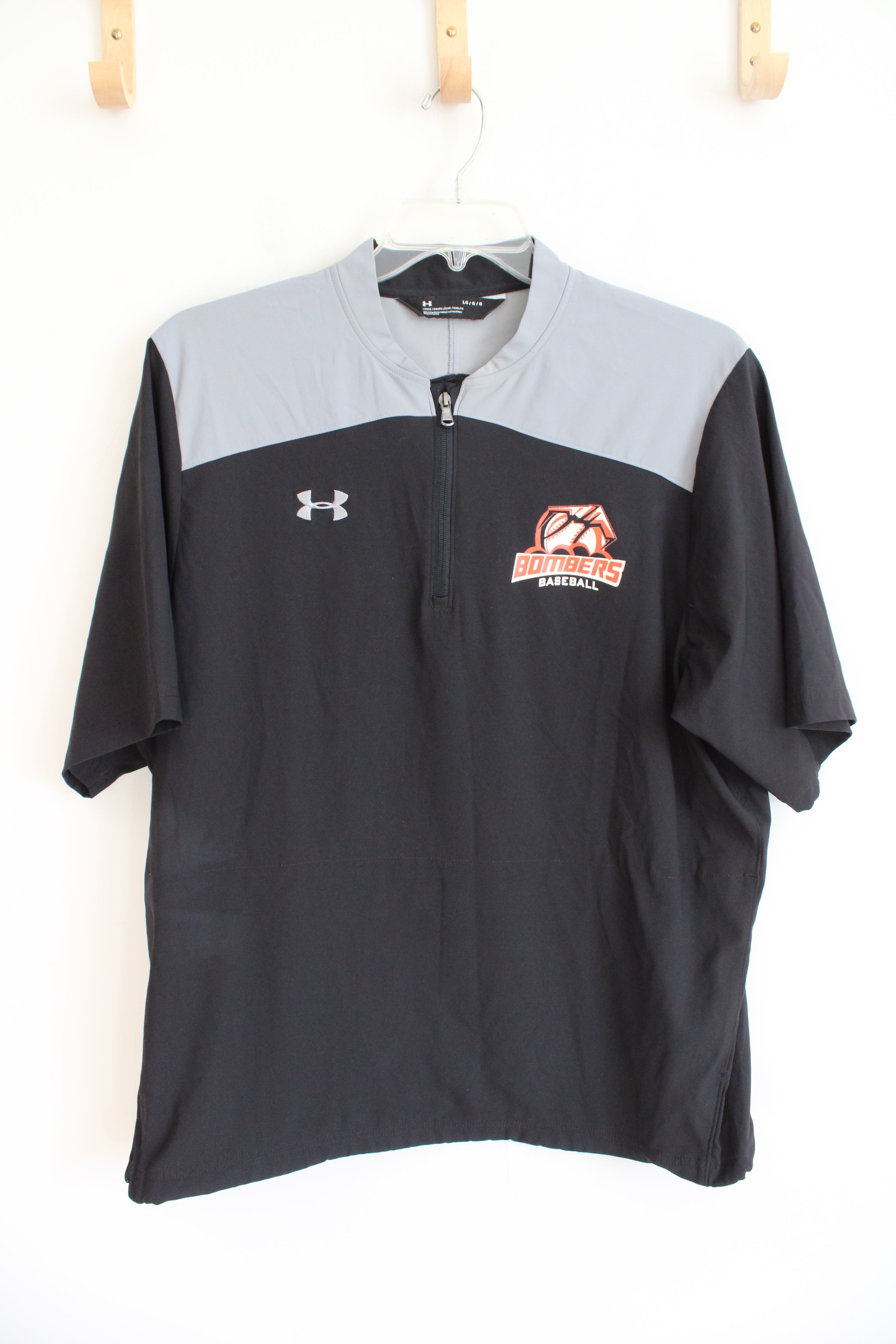 Under Armour Bombers Baseball Black & Gray Quarter-Zip Shirt | L