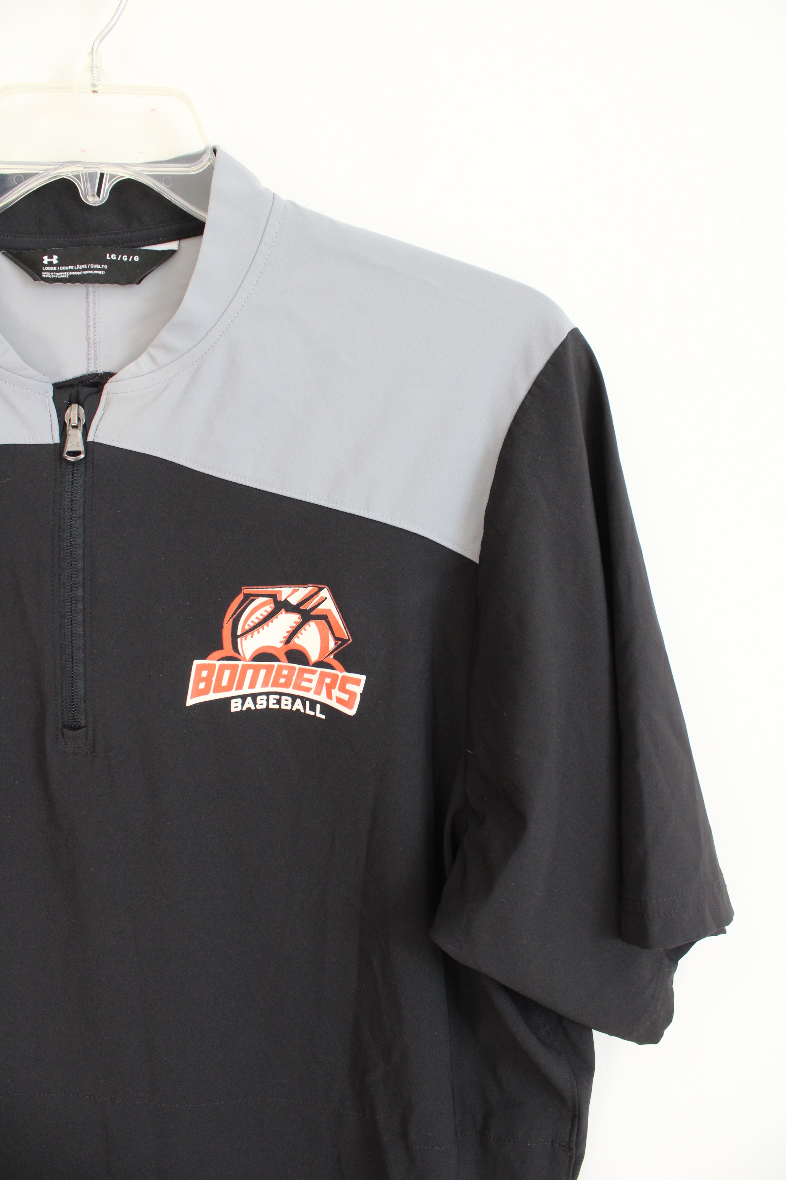 Under Armour Bombers Baseball Black & Gray Quarter-Zip Shirt | L