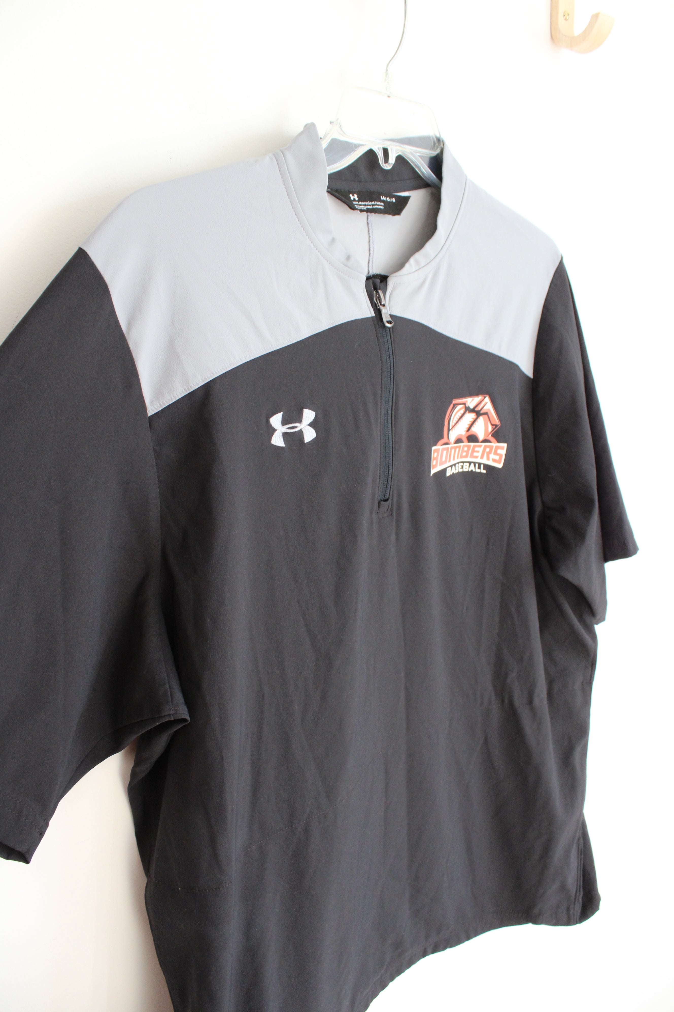 Under Armour Bombers Baseball Black & Gray Quarter-Zip Shirt | L