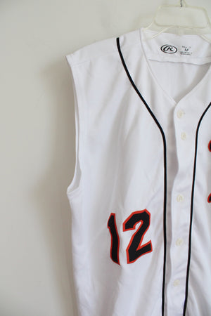 NEW Rawlings White #12 Baseball Jersey | M