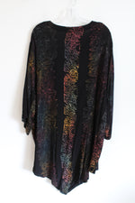 M.I.B. Colorful Patterned Black Loose Gauzy Top | 2XL