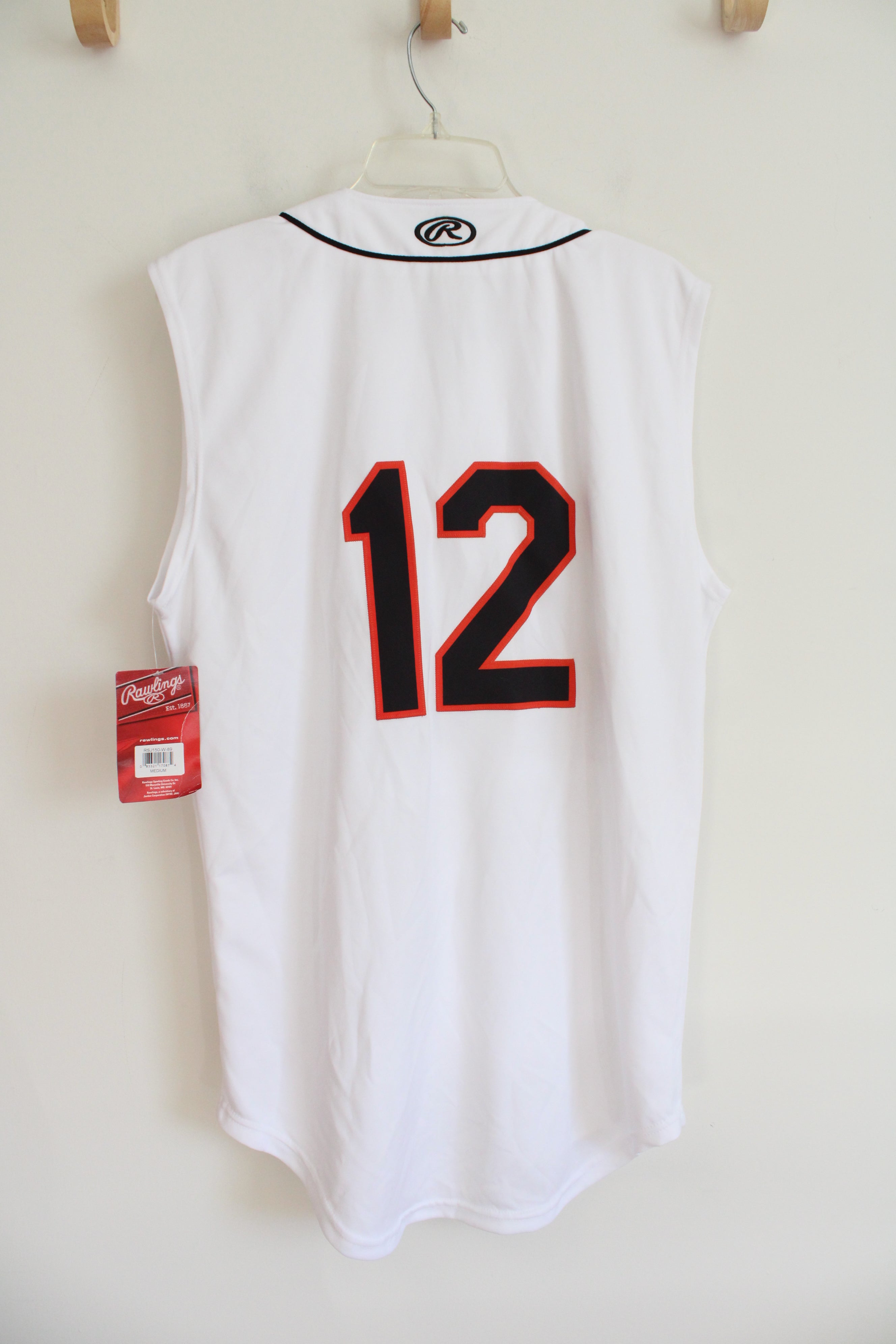 NEW Rawlings White #12 Baseball Jersey | M