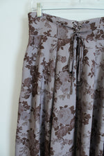 Belle Paque Mauve Rose Print Lace Up Skirt | L
