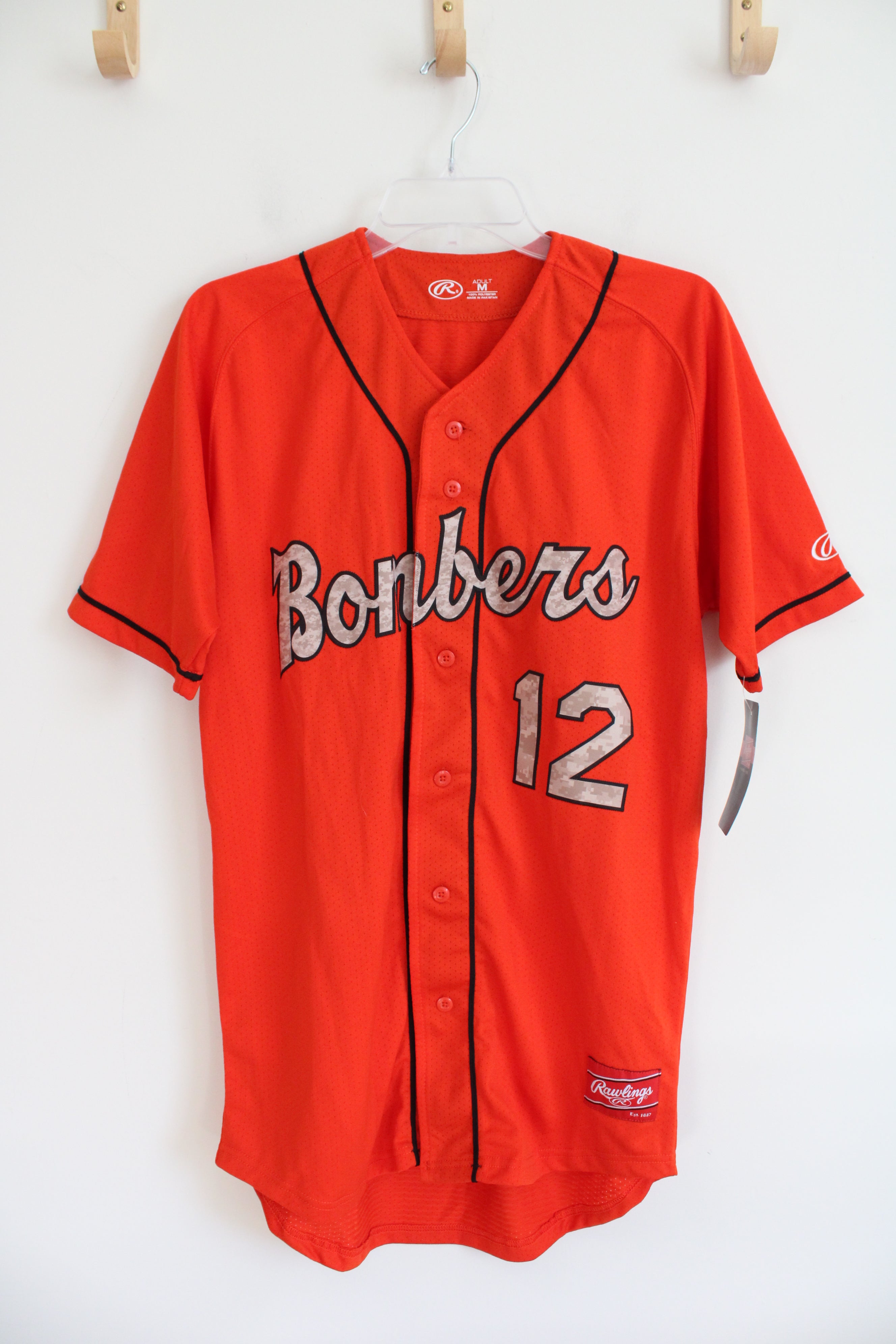 NEW Rawlings #12 Bombers Orange Baseball Jersey | M